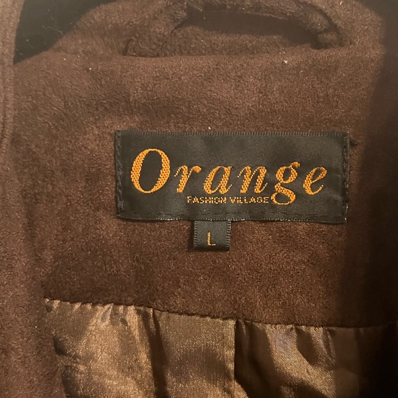 #1905. Orange Fashion Village Brown Faux Suede Fringed Jacket. Size L - Picture 3 of 11